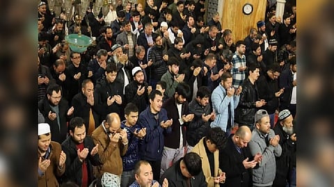Prayer at Kucucekmece Fatih mosque for the Uyghur victims killed in fire