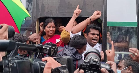 Annamalai arrested for staging protest at Valluvar Kottam