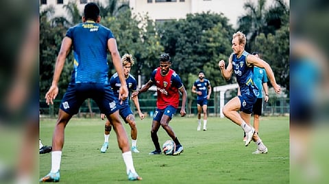 Chennaiyin FC players in practice