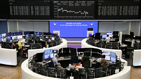 The German share price index DAX graph is pictured at the stock exchange in Frankfurt, Germany