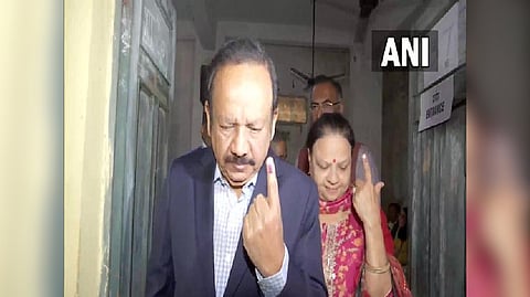 Former Union Health Minister Dr Harsh Vardhan cast his vote