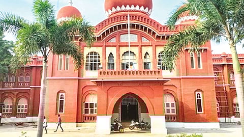 The old collectorage building under renovation in Thanjavur.