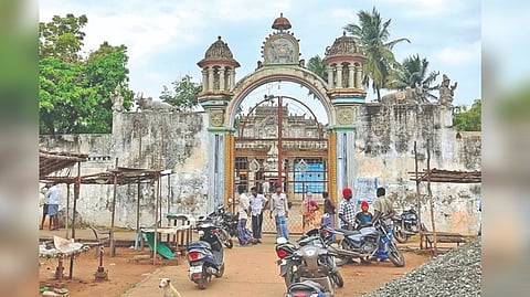 The temple from where idols were stolen in Thanjavur on Friday.