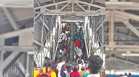 Non-operational escalators at Tambaram railway station