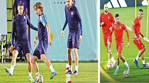 Morocco, Croatia players during practice session