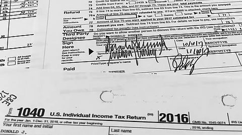 Signatures of former President Donald Trump and former first lady Melania Trump appear on their individual tax returns for 2016, released by the Democratic controlled House Ways and Means Committee.