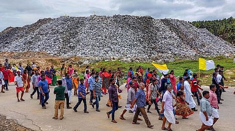 Protestors against the Vizhinjam port project