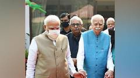 Veteran BJP leader LK Advani and Prime Minister Narendra Modi's