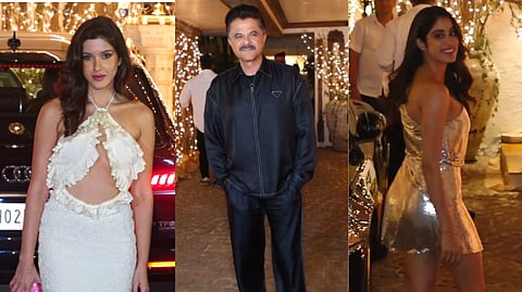 (L to R) Shanaya Kapoor; Anil Kapoor; Janhvi Kapoor