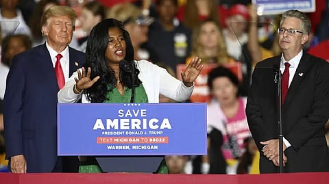 Kristina Karamo addressing in the Public