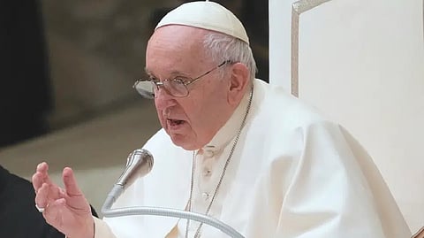 Pope Francis attends his weekly general audience in the Paul VI Hall at The Vatican