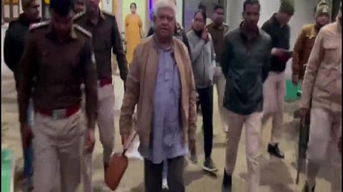 Visual of Congress leader Raja Pateria being taken for detention in MP's Damoh