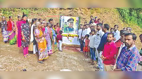 Villagers paying tributes to Gen Rawat at the site of helicopter crash
