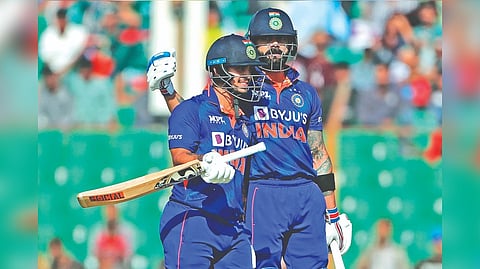 India?s Ishan Kishan (left) and Virat Kohli came up with a scintillating show