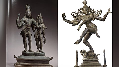 Buddha and Alingana Murthy idols (left); Nataraja idol (right)