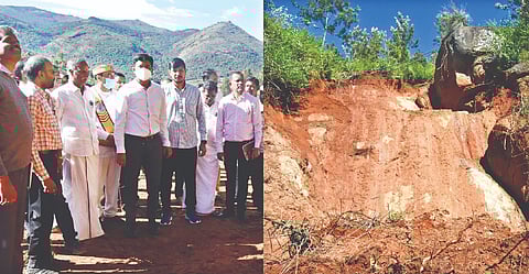 Collector SP Amrith along with other officials from the revenue department inspected the spot