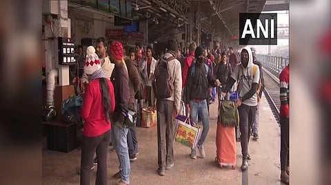 Passengers waiting at Patna Railway Station