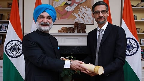 India's envoy to US Taranjit Singh Sandhu hands over Padma Bhushan to Sundar Pichai