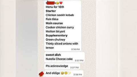 List of food items sent by daughter to her father
