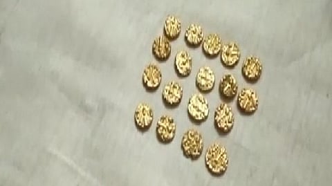 he gold coins recovered from the field in West Godavari, Andhra Pradesh.