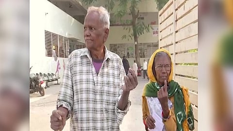 Voters at voting site