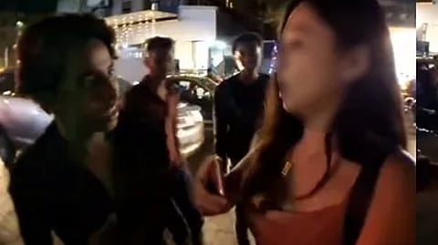 One person attempting to molest a South Korean Girl