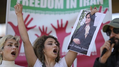 Iranians who live in Brazil protest the death of Mahsa Amini, in Sao Paulo, Brazil.