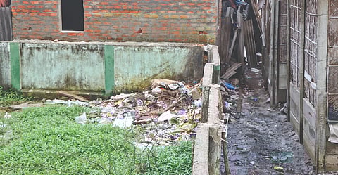 Garbage dumped inside a corporation school in Thapalpetti, Madhavaram