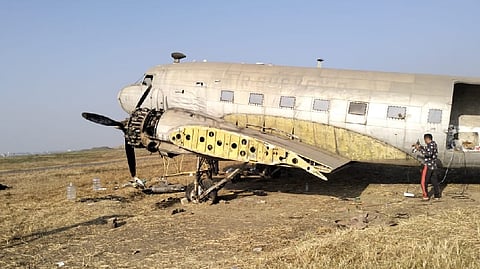 The dismantled Dakota (DC-3) VT-AUI aircraft
