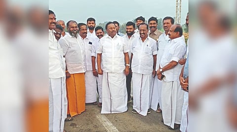AIADMK leaders from EPS faction at Theni on Sunday.