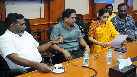 VCK chief and MP Thol Thirumavalavan, DMK Chennai South MP Thamizhachi Thangapandian and Congress Krishnagiri MP Dr A Chellakumar joined Venkatesan