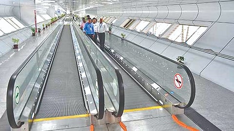 Walkalator between Chennai International Airport?s
domestic terminal and the airport Metro station