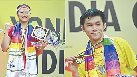 Champions An Seyoung and Kunlavut Vitidsarn.