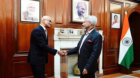 External Affairs Minister S Jaishankar met Microsoft CEO Satya Nadella on Wednesday.