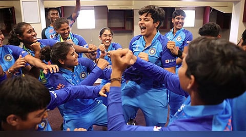 Team India celebrating their title win.