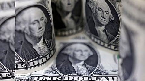 Dollar banknotes are seen in this illustration taken.