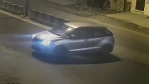 Screengrab from the CCTV footage that shows the car that reportedly hit a woman and dragged her for a few kilometers, in the Sultanpuri area of Delhi.