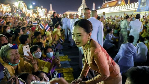 Thailand's Princess Bajrakitiyabha greets royalists, at The Grand Palace in Bangkok, Thailand