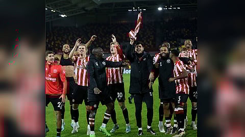 Brentford celebrate win over Liverpool
