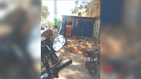 A structure built at demolished site in Vaniyambadi.