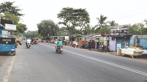 Shops and garages have encroached both sides narrowing the movement space for vehicles on New Avadi Road
