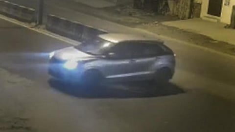 Screengrab from the CCTV footage that shows the car that reportedly hit a woman and dragged her for a few kilometers, in the Sultanpuri area of Delhi.