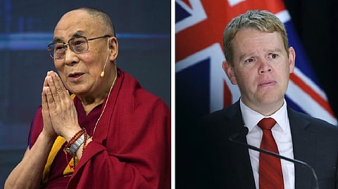 (L -R) Dalai Lama, Chris Hipkins