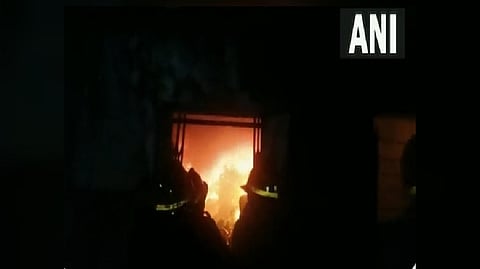 Visual of fire at a factory in Thane district