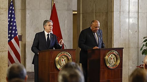 U.S. Secretary of State Antony Blinken and Egyptian Foreign Minister Sameh Shoukry hold a press conference