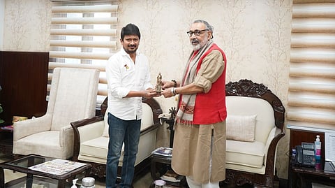 Udhayanidhi Stalin with Union Min Giriraj Singh