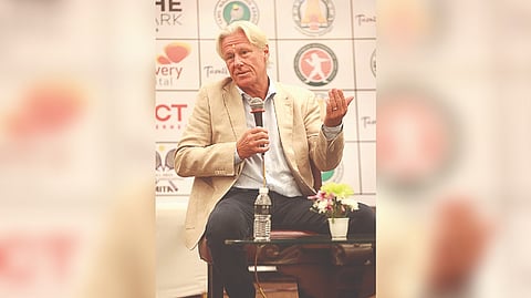 Bjorn Borg addresses the media in a press conference