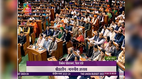 Finance Minister Nirmala Sitharam delivering Budget speech