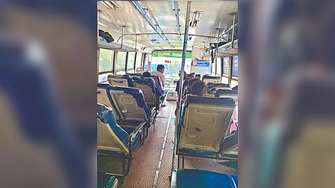 Broken seats and loose handrests seen in one of the TNSTC buses