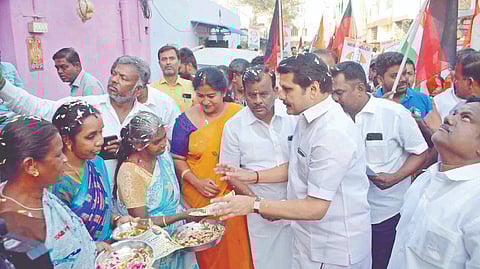Minister V Senthilbalaji campaigning in Erode on Sunday
